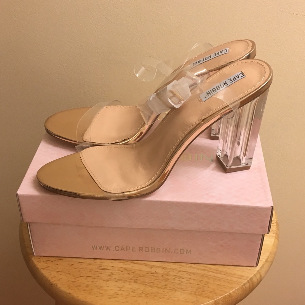 Rose gold chunky heels